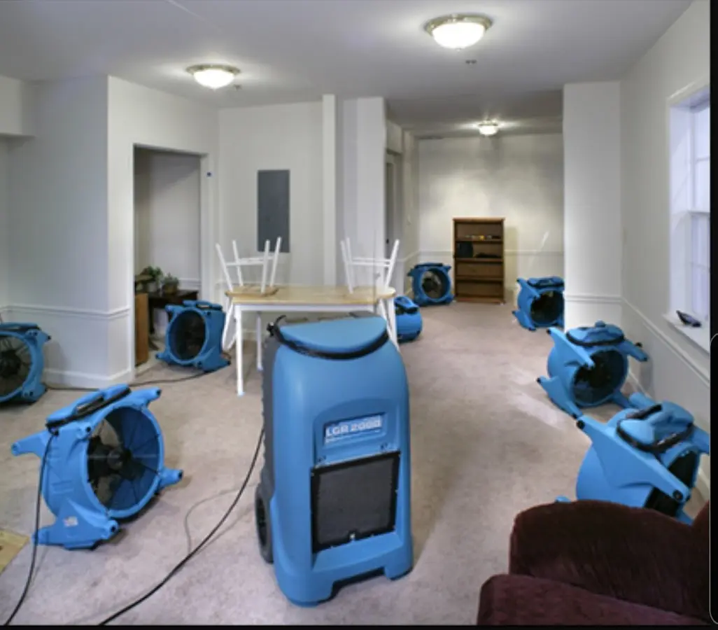 Air movers and dehumidifier setup for Water Extraction & Removal in Vista